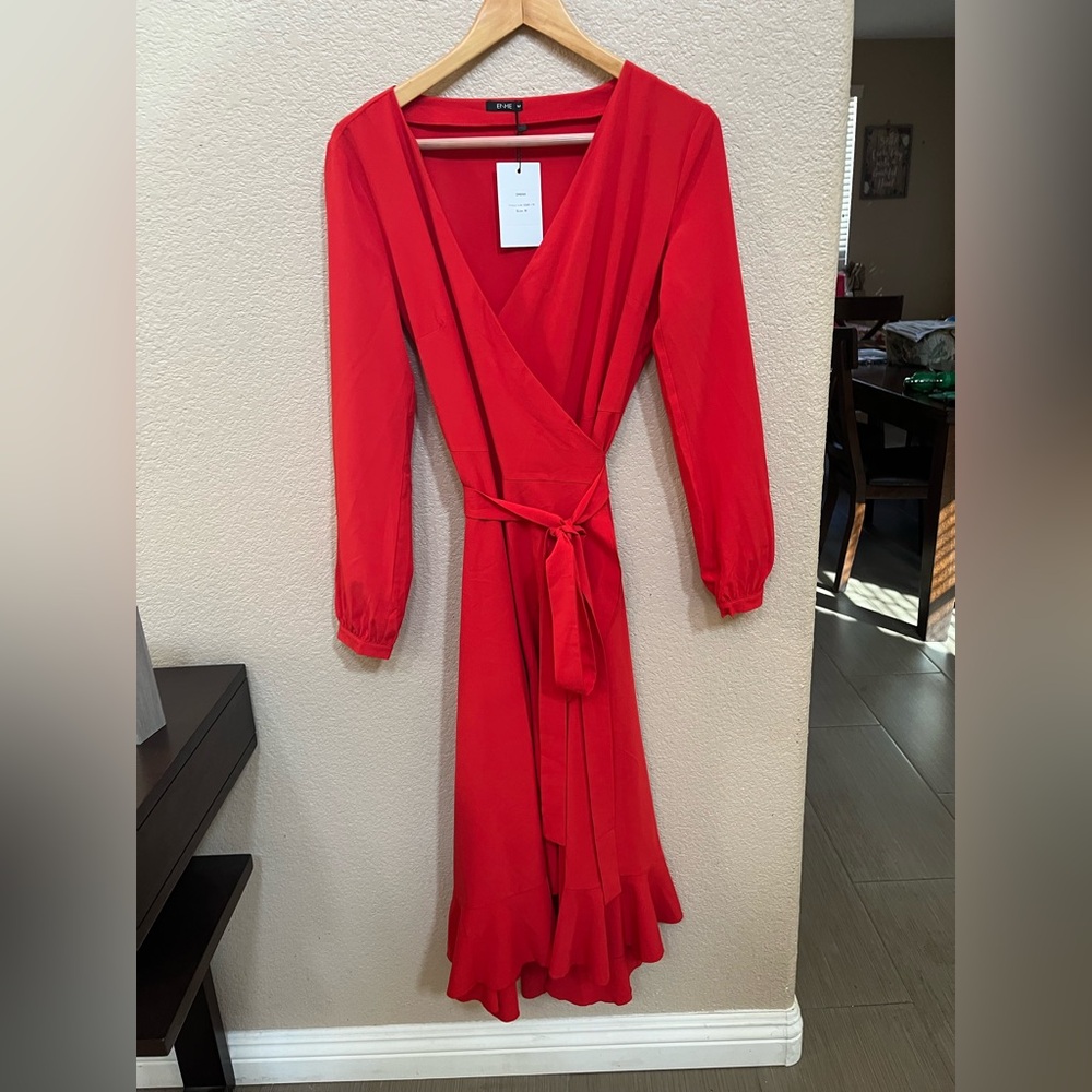 Elegant red wrap dress